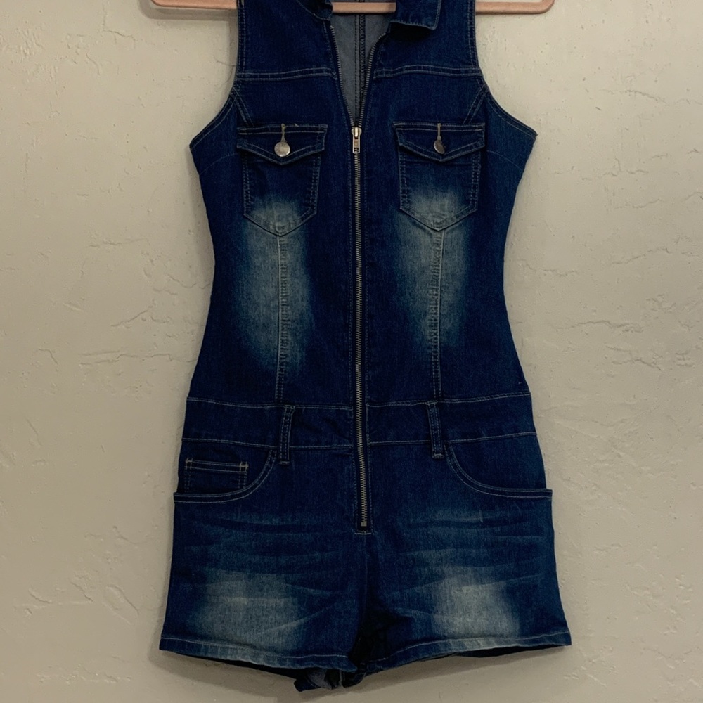 Denim Romper. (shorts)